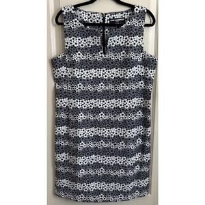 KARL LAGERFELD Women, Navy/White Floral V Neck Sleeveless Sheath Dress, Size 12